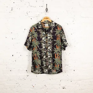 Hawaiian Palm Trees Pattern Shirt - Black - M