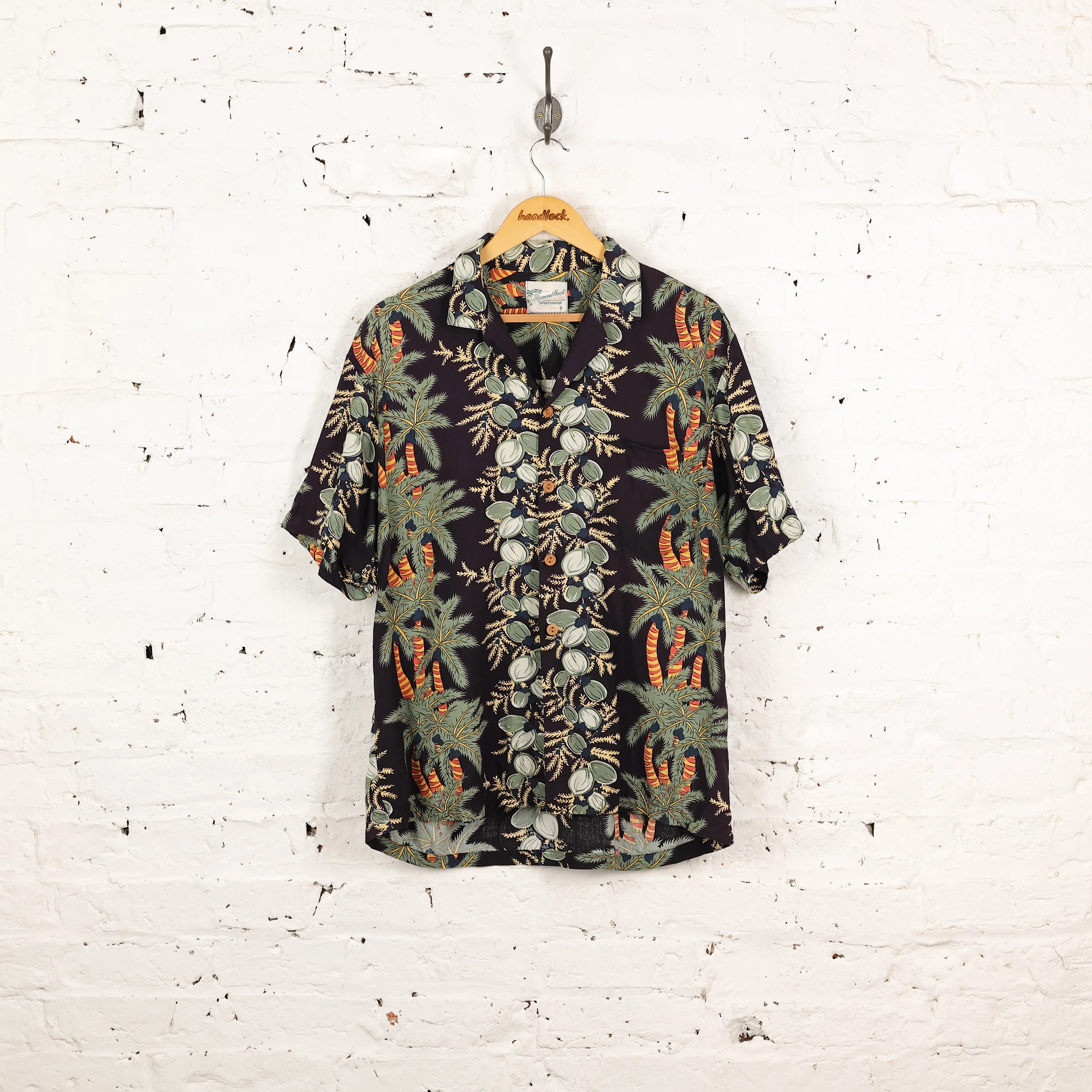 Hawaiian Palm Trees Pattern Shirt - Black - M