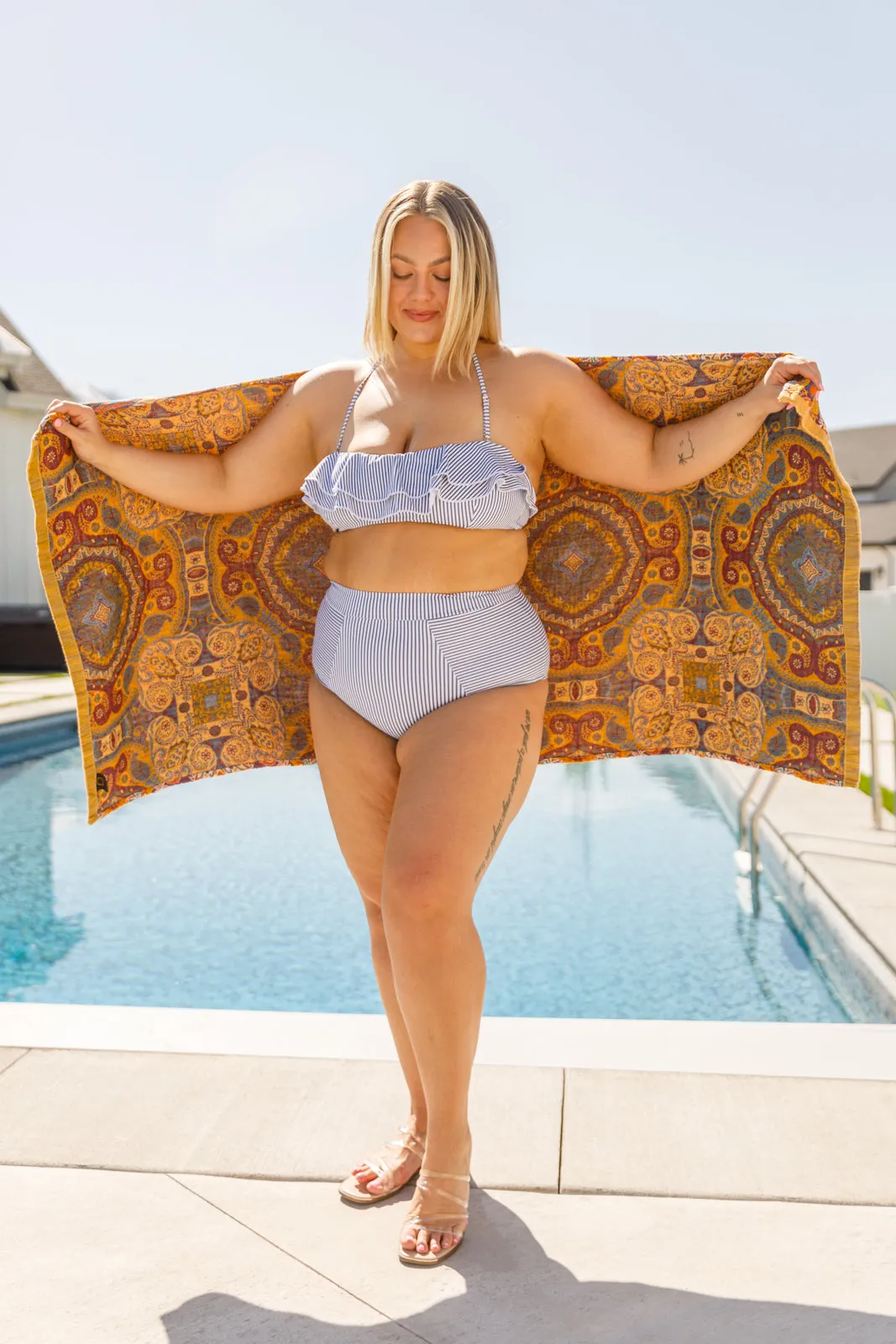 Hazel Blues® |  Luxury Beach Towel in Boho Medallions