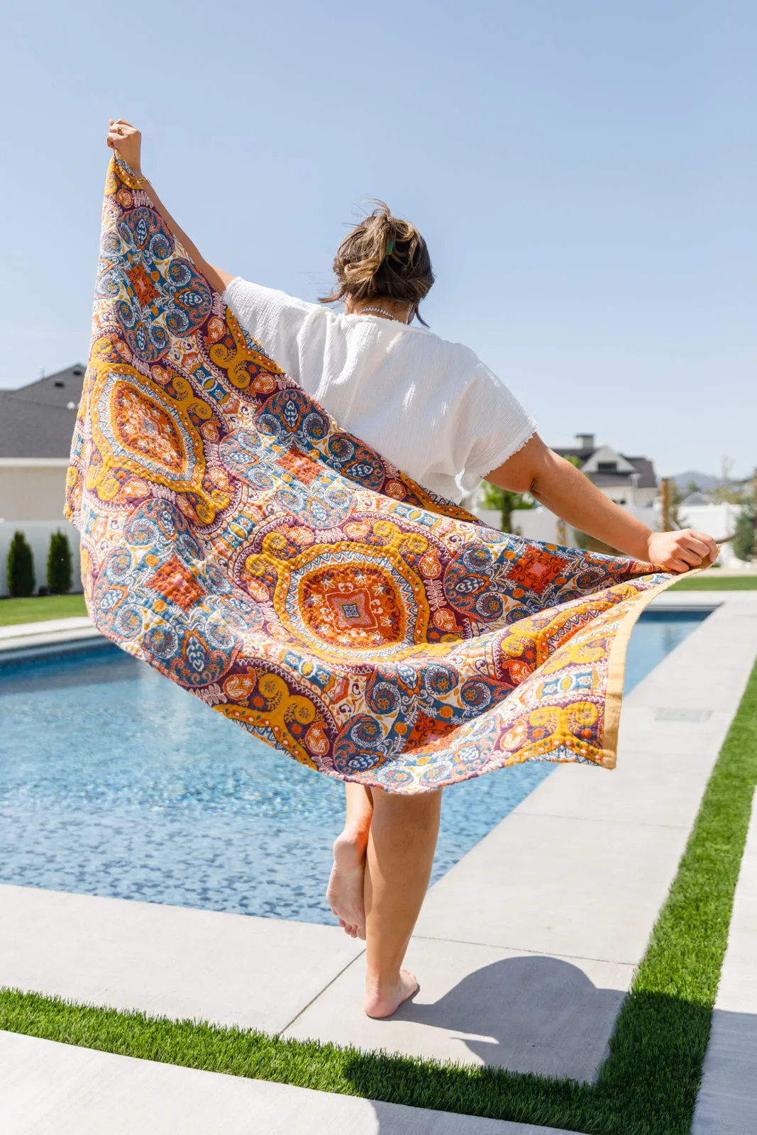 Hazel Blues® |  Luxury Beach Towel in Boho Medallions