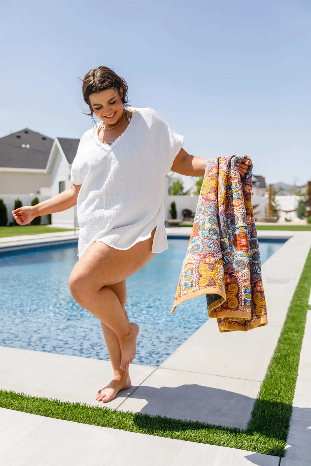 Hazel Blues® |  Luxury Beach Towel in Boho Medallions