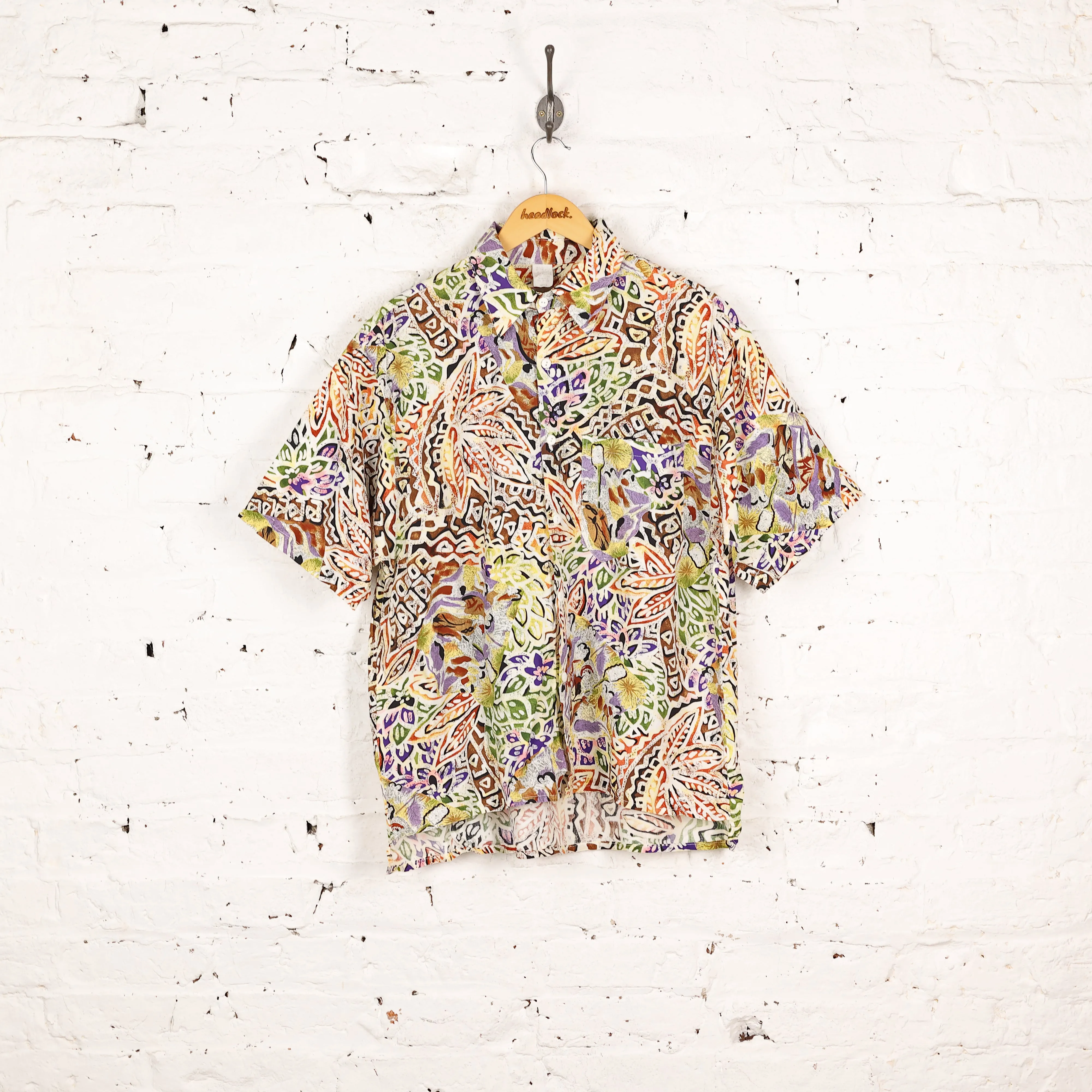 Headlock 90's Pattern Print Shirt - White - S