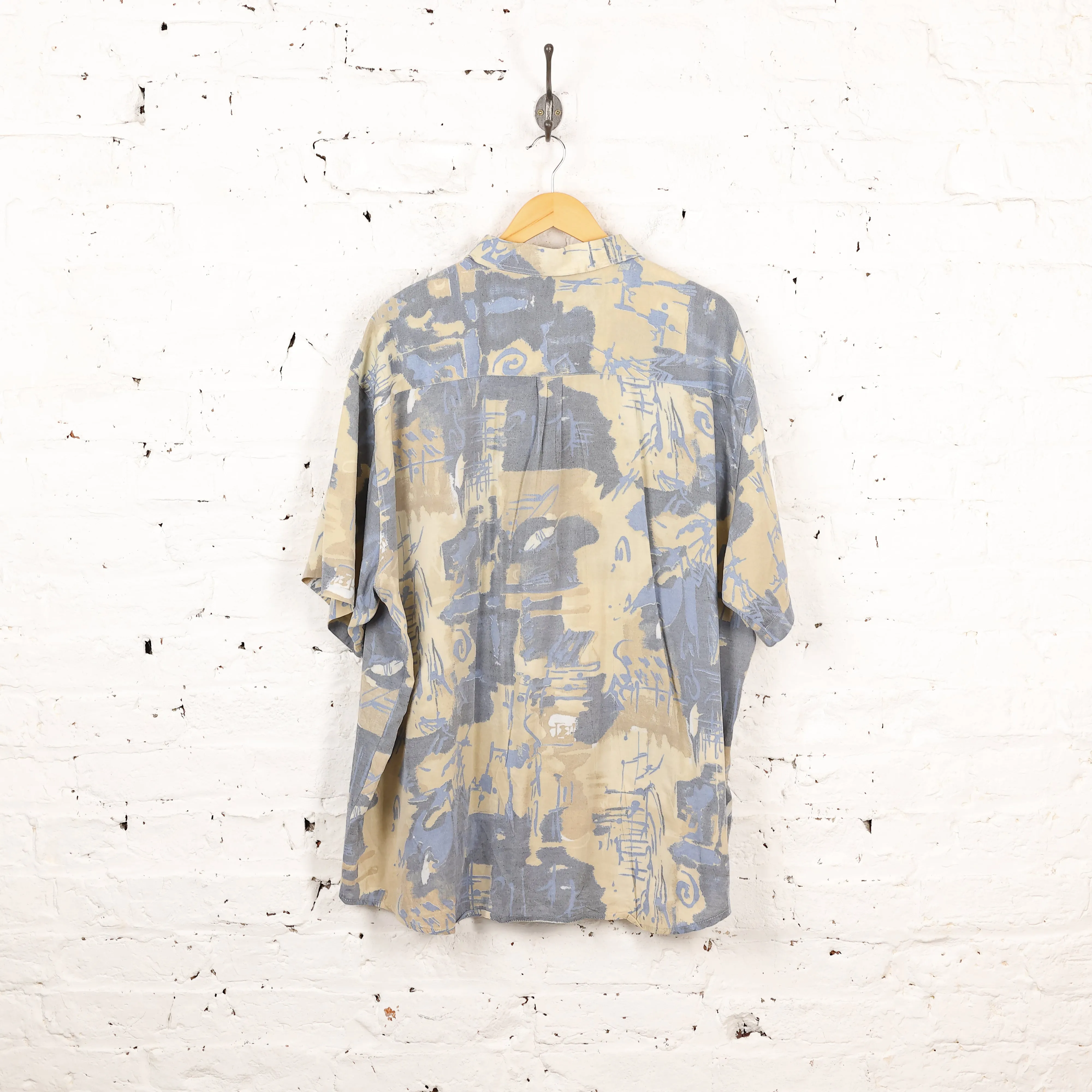 Headlock Vintage 90s Pattern Shirt - Blue/Beige - XXL