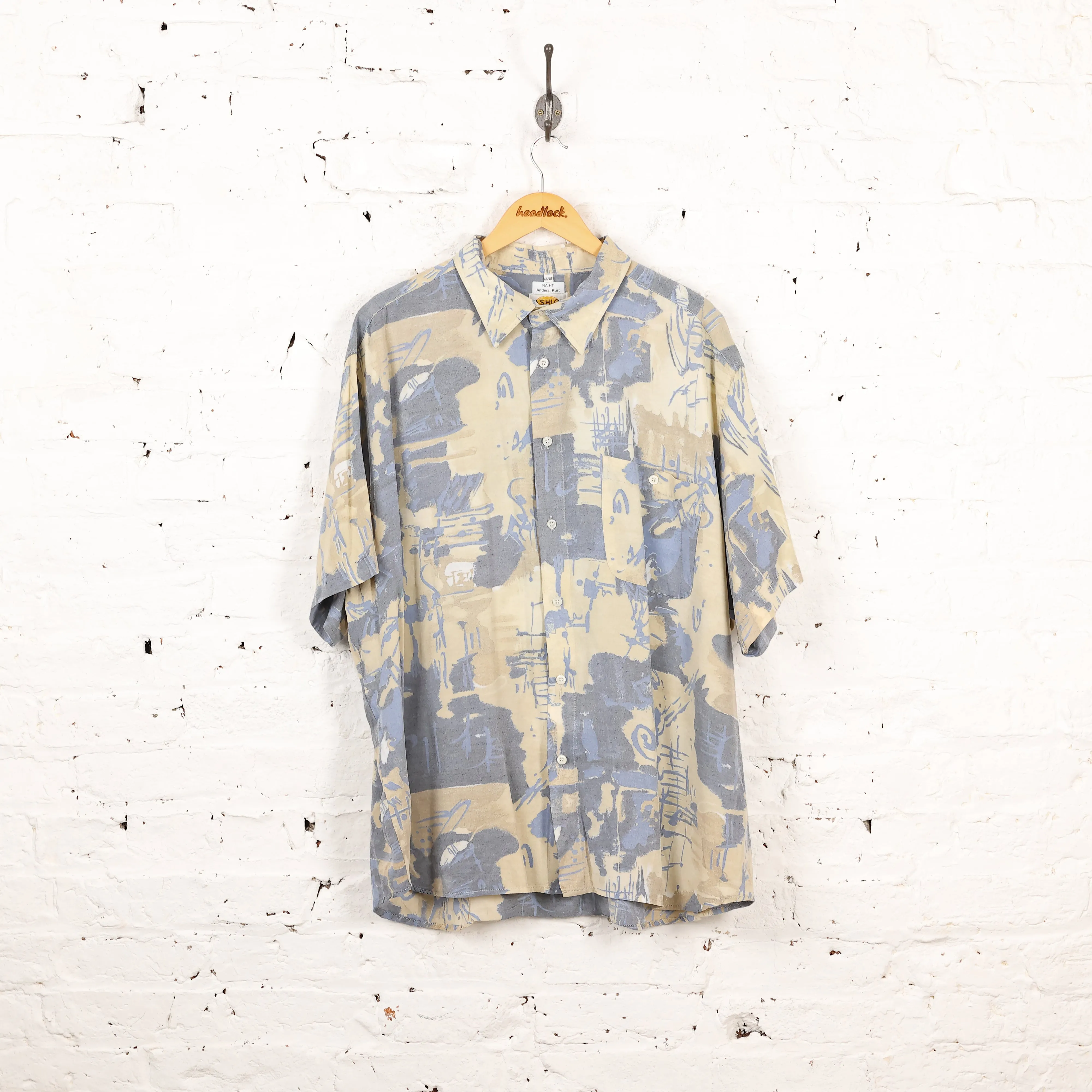 Headlock Vintage 90s Pattern Shirt - Blue/Beige - XXL
