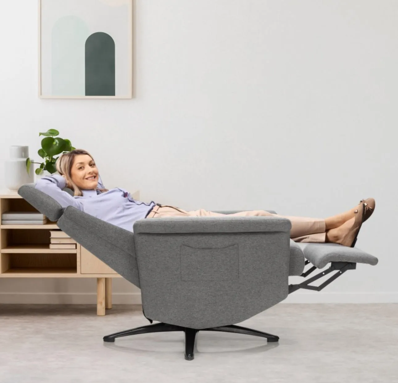 Heavy Duty Relaxing Swivel Comfortable Massage Recliner Single Sofa Chair With Adjustable Headrest | Massage Remote | 8 Massage Modes | Gray