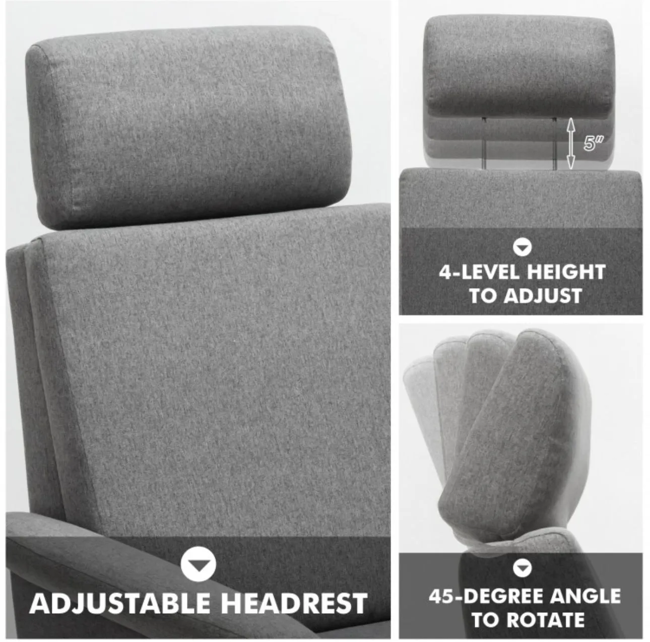 Heavy Duty Relaxing Swivel Comfortable Massage Recliner Single Sofa Chair With Adjustable Headrest | Massage Remote | 8 Massage Modes | Gray