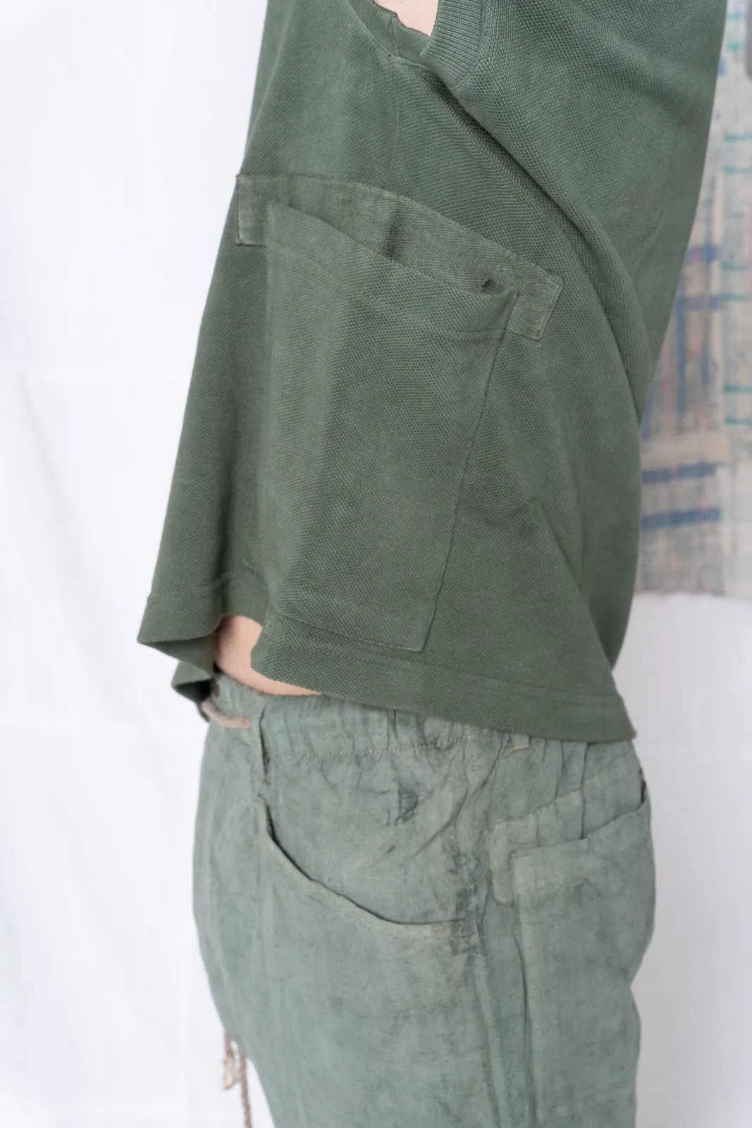 Heavy Pique Alligator Uneven Dye Military Green