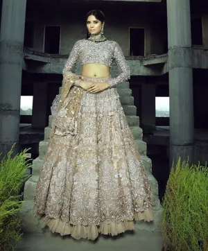 Heavy Silver Grey Lehenga Choli for Indian Bridal Wear