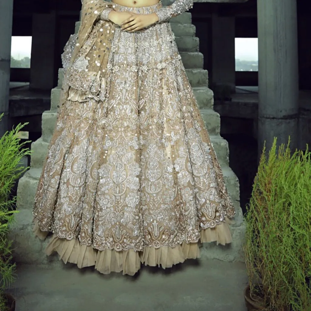 Heavy Silver Grey Lehenga Choli for Indian Bridal Wear