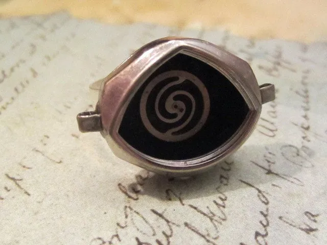 Helicoid- Steampunk Ring - Repurposed art
