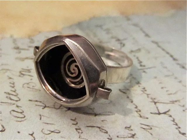 Helicoid- Steampunk Ring - Repurposed art