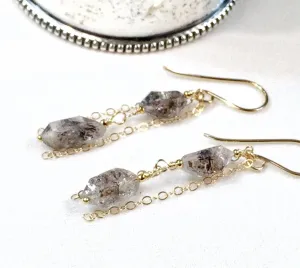 Herkimer Diamond Crystal Dangle Earrings