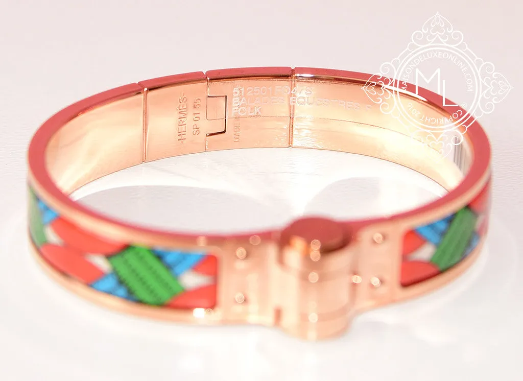 Hermes Balades Equestres Folk Enamel Bangle S