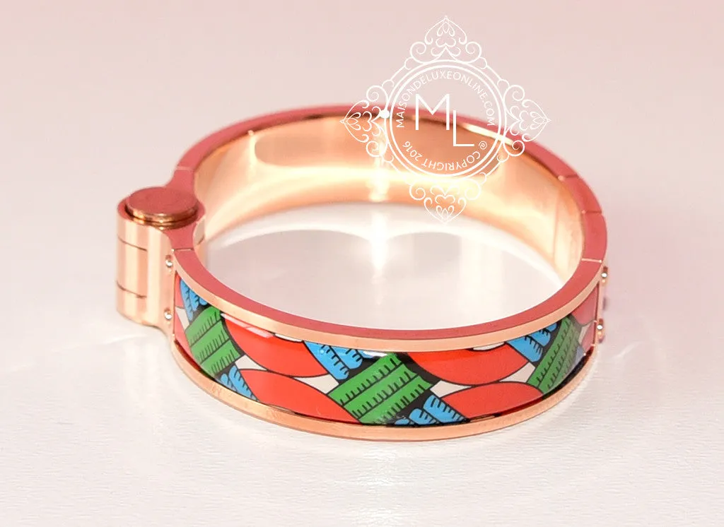 Hermes Balades Equestres Folk Enamel Bangle S