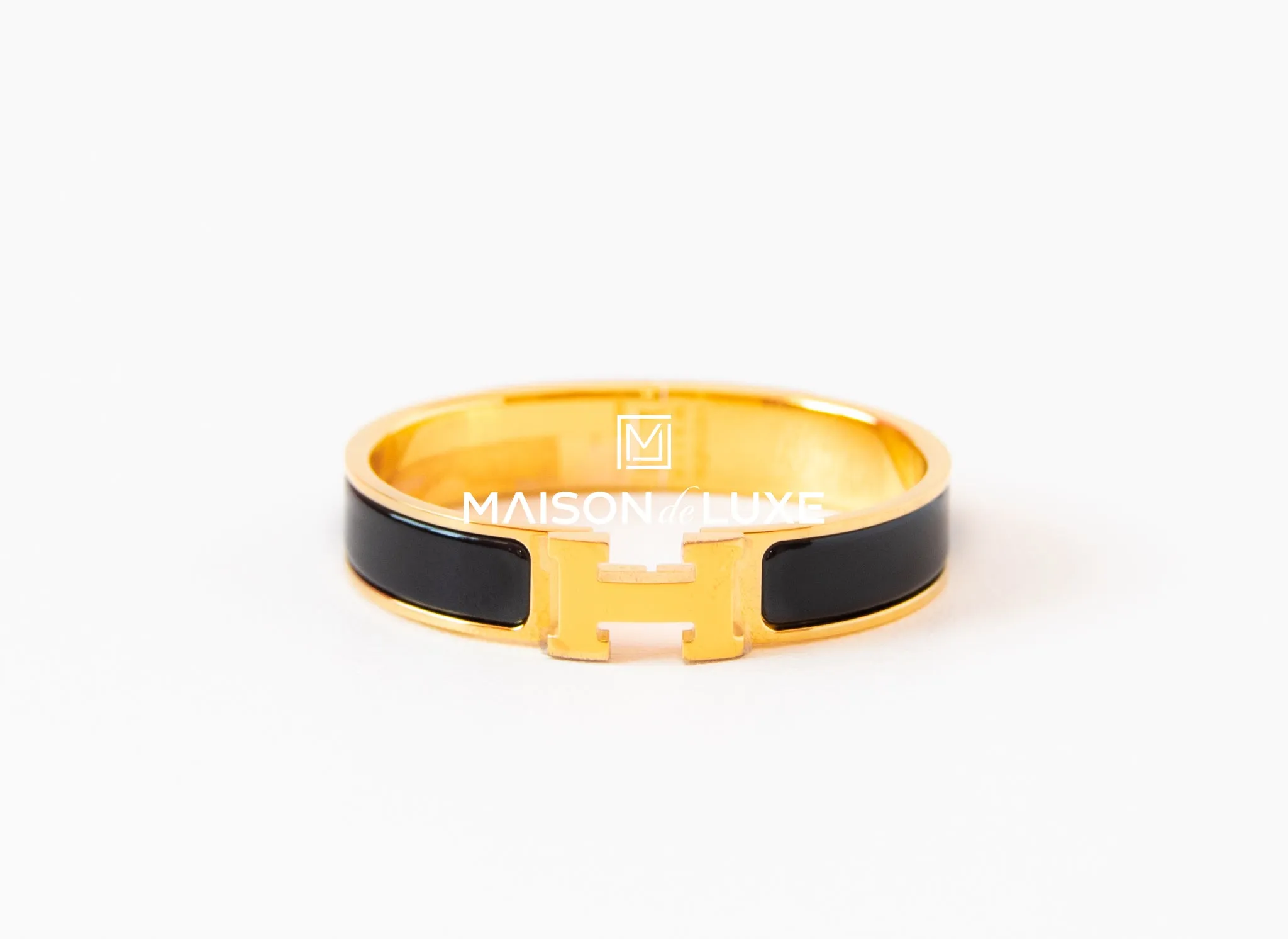 Hermes Black Clic Clac H Narrow Bracelet Cuff PM