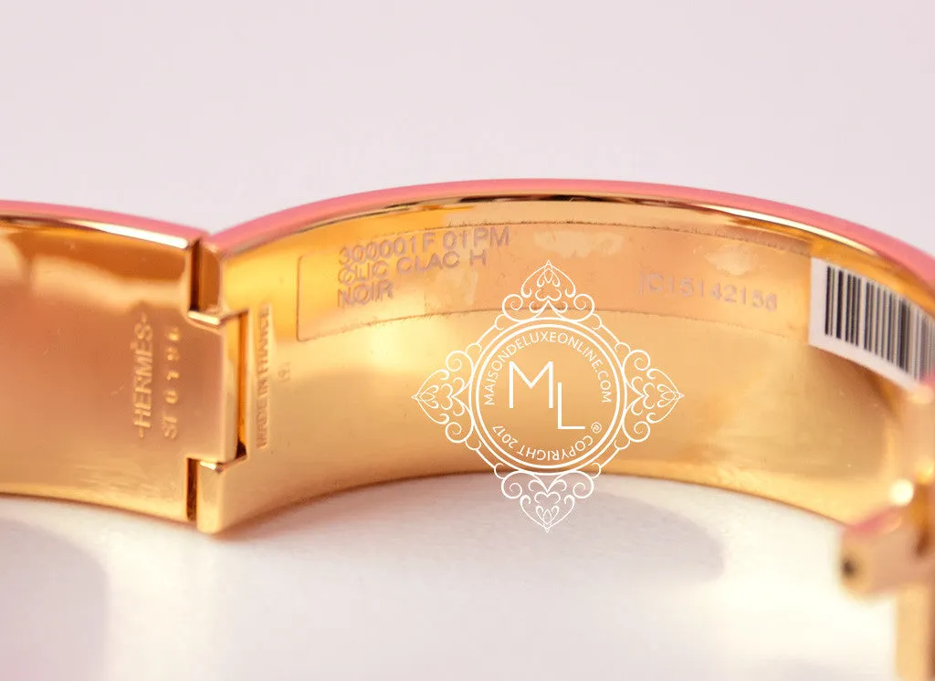 Hermes Black Wide Clic Clac Gold Hardware Bracelet PM