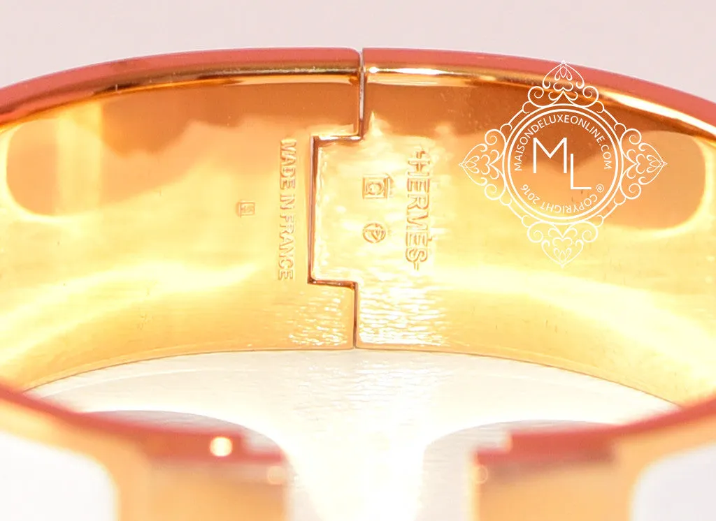 Hermes White Clic Clac Gold Hardware Bracelet PM