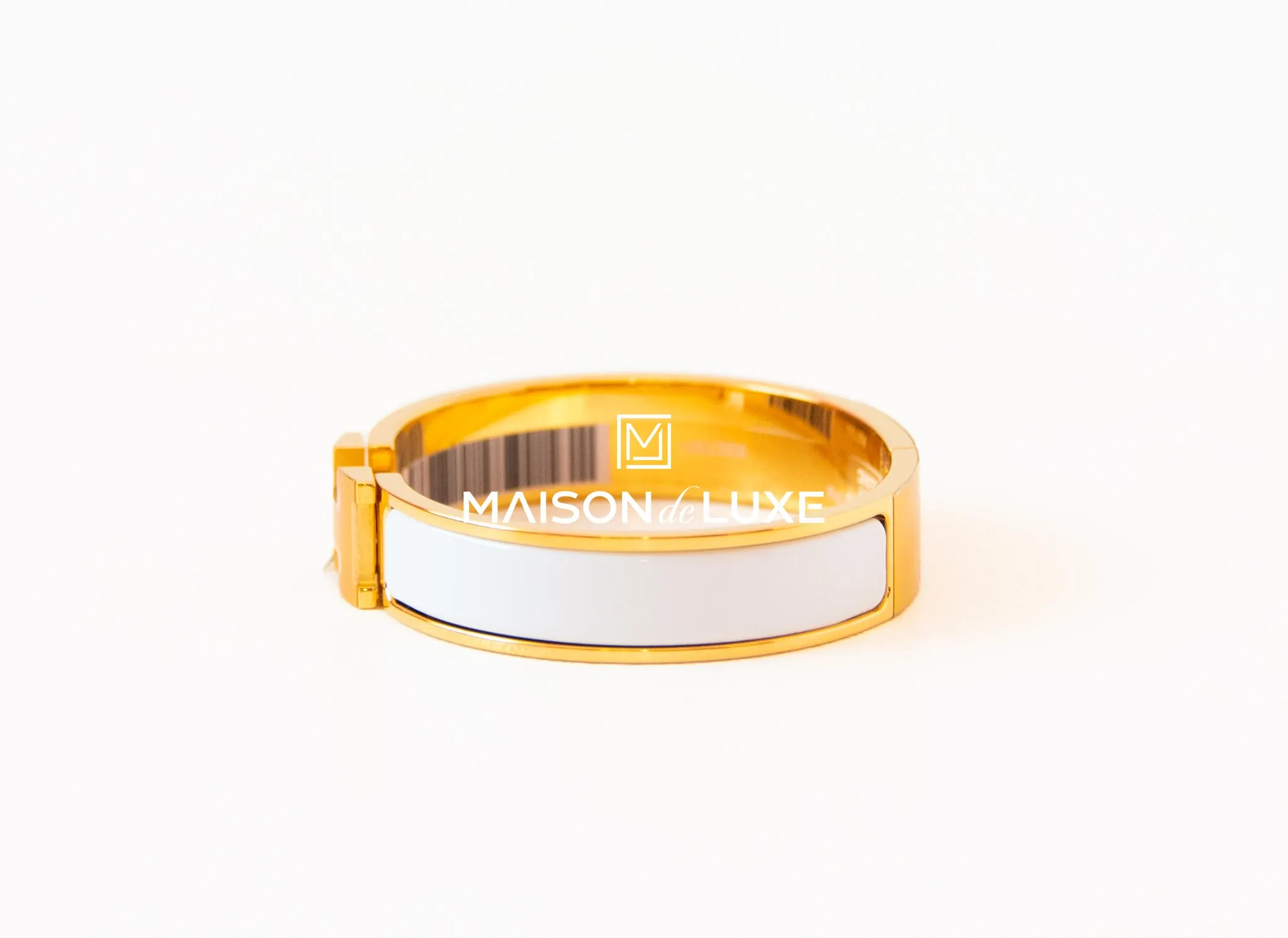 Hermes White Clic Clac Narrow Bracelet PM
