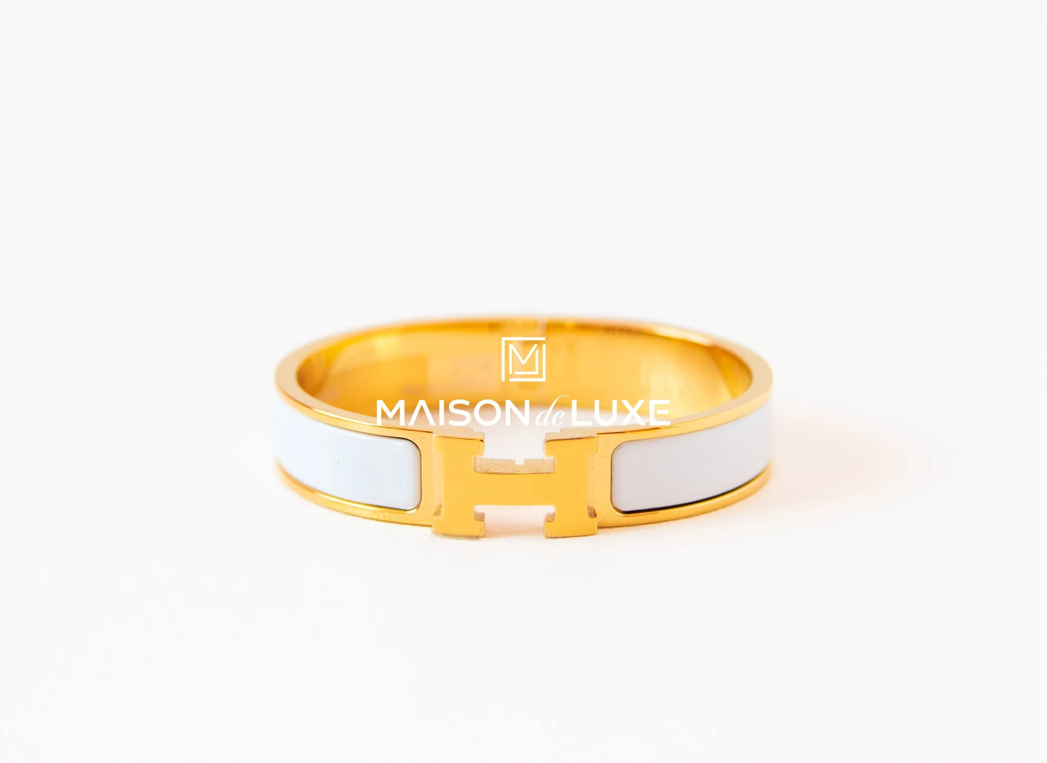 Hermes White Clic Clac Narrow Bracelet PM