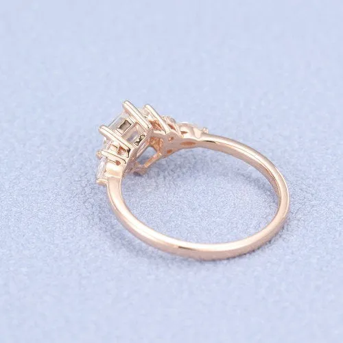 Hexagon Moissanite engagement ring vintage rose gold unique ring marquise art deco diamond wedding Anniversary promise Bridal Set on etsy