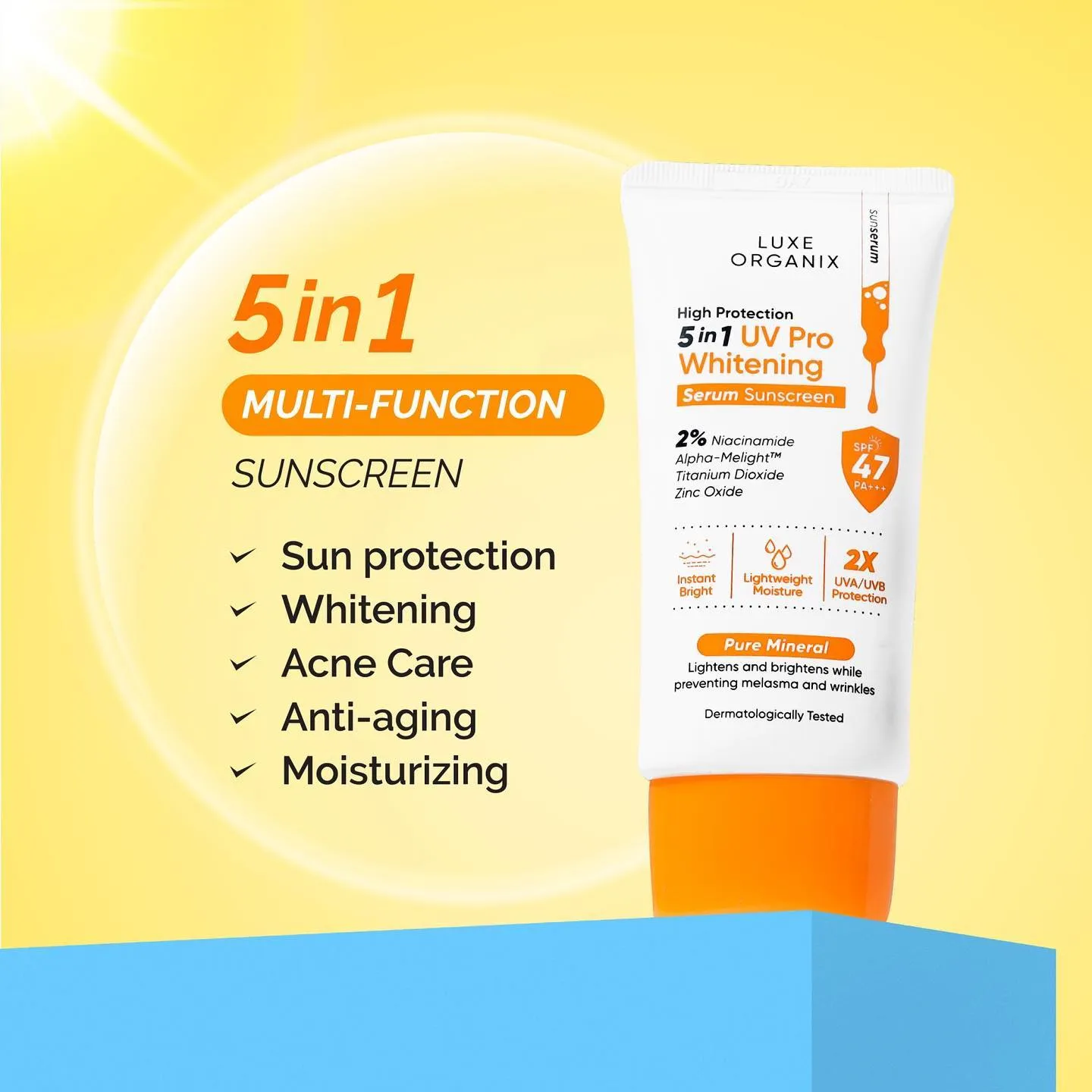 High Protection 5in1 UV Pro Whitening Serum Sunscreen SPF 47 PA  40mL