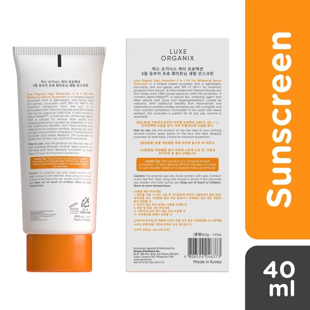 High Protection 5in1 UV Pro Whitening Serum Sunscreen SPF 47 PA  40mL