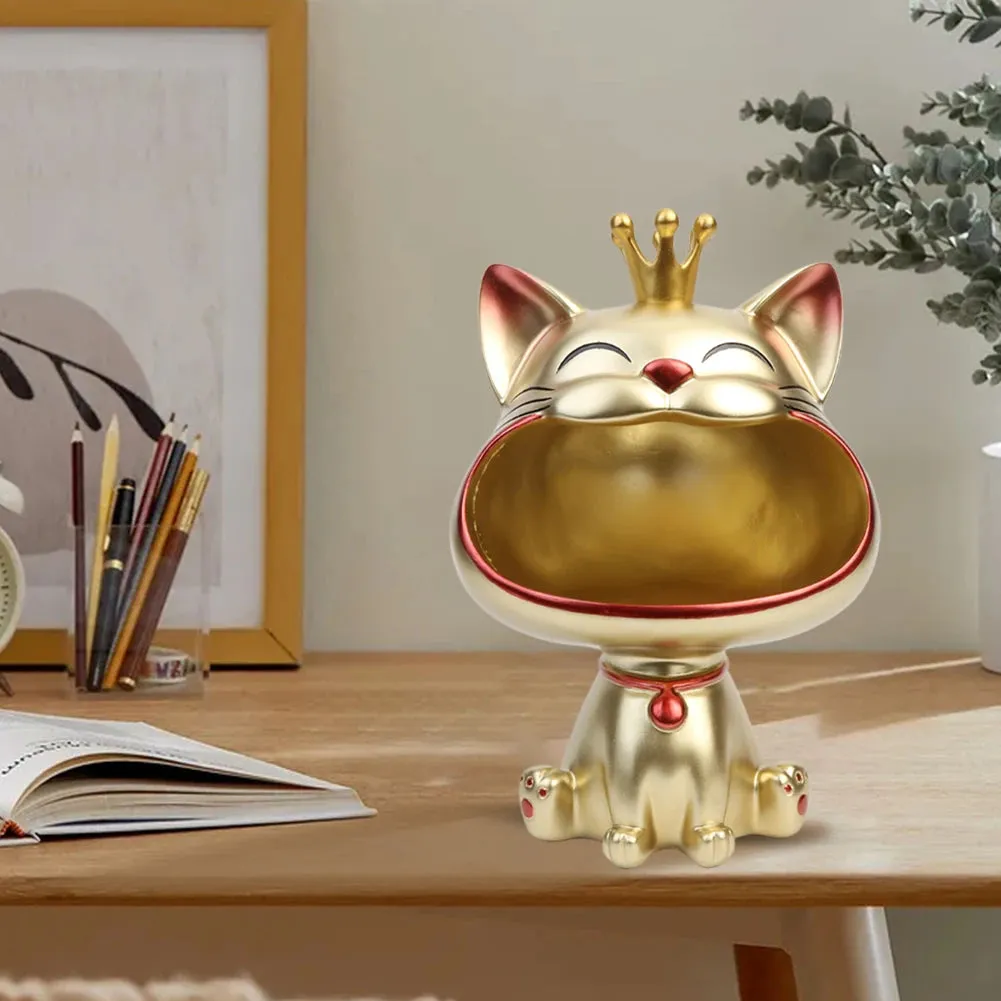 High Quality Resin Cute Cat Statue Key Holder Bowl for Organizing Keys Candy Snacks Home and Office Decor