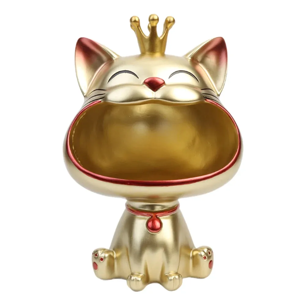 High Quality Resin Cute Cat Statue Key Holder Bowl for Organizing Keys Candy Snacks Home and Office Decor