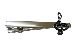 Highly Detailed Black Treble Musical Note Square Tie Clip