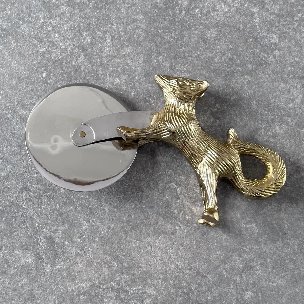 Home Artisan Oliver Brass Fox Pizza Cutter