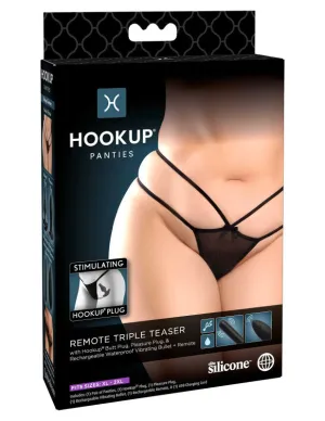 Hookup Panties Remote Triple Teaser - Black - XL - Xxl