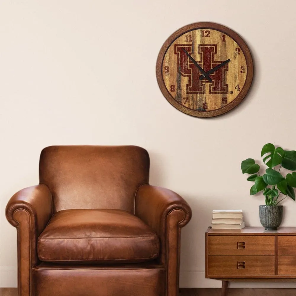 Houston Cougars: Branded "Faux" Barrel Top Wall Clock
