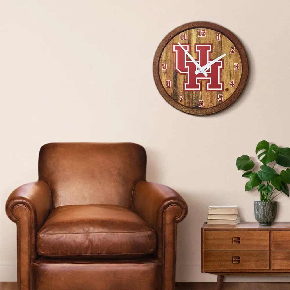 Houston Cougars: "Faux" Barrel Top Wall Clock
