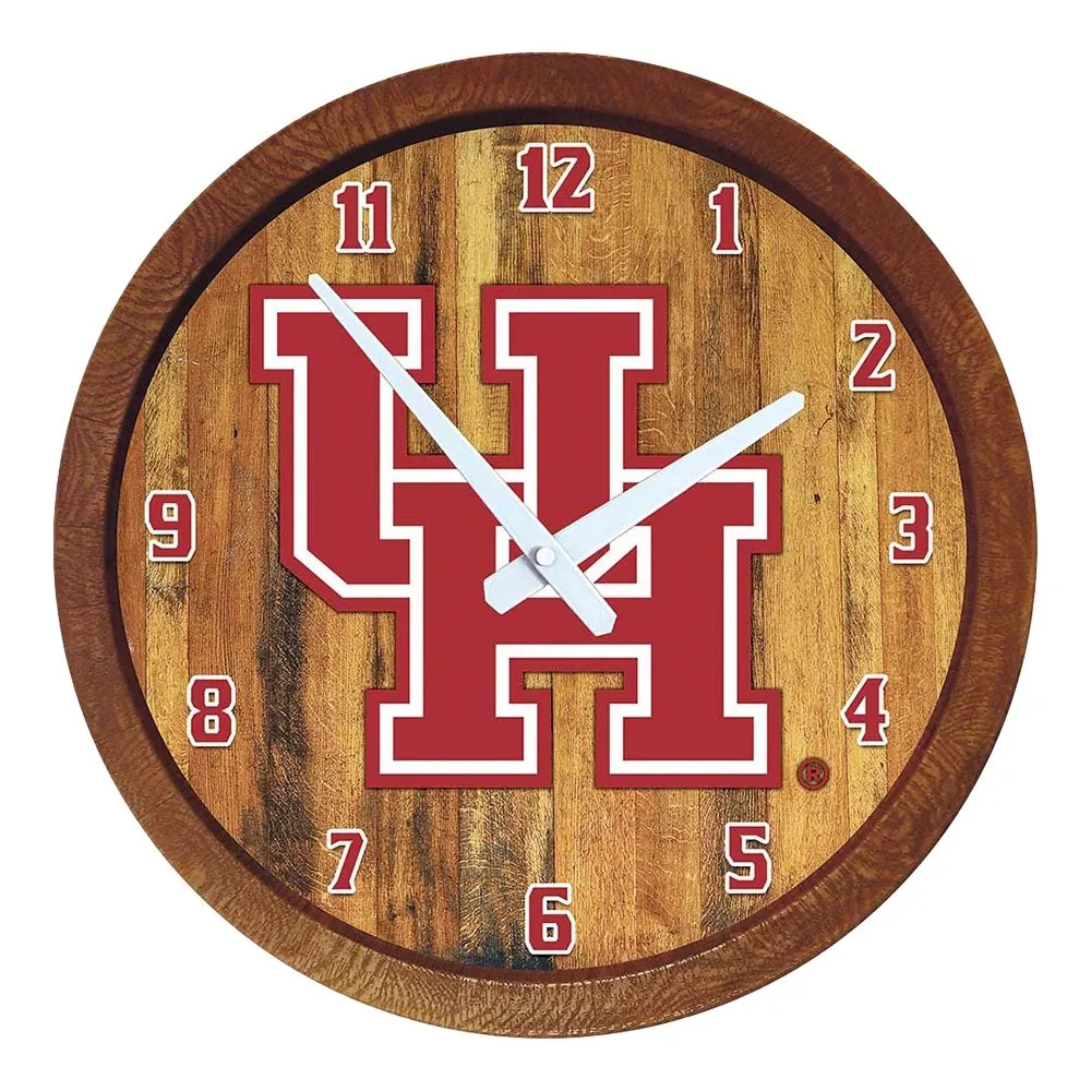 Houston Cougars: "Faux" Barrel Top Wall Clock