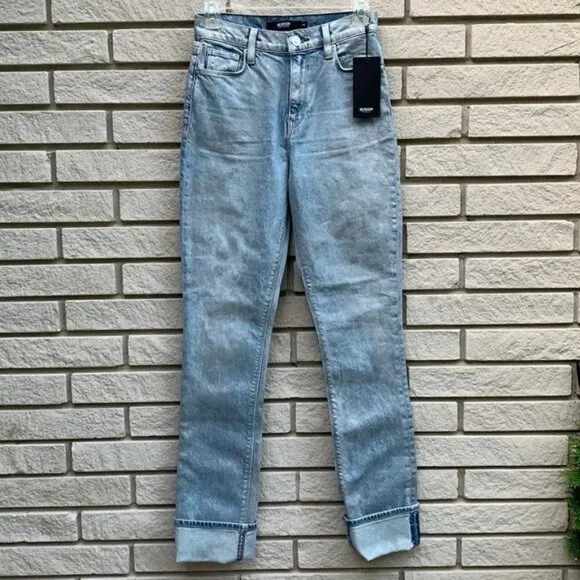 Hudson Jeans Holly High-Rise Straight Metallic Acid Wash Size 24