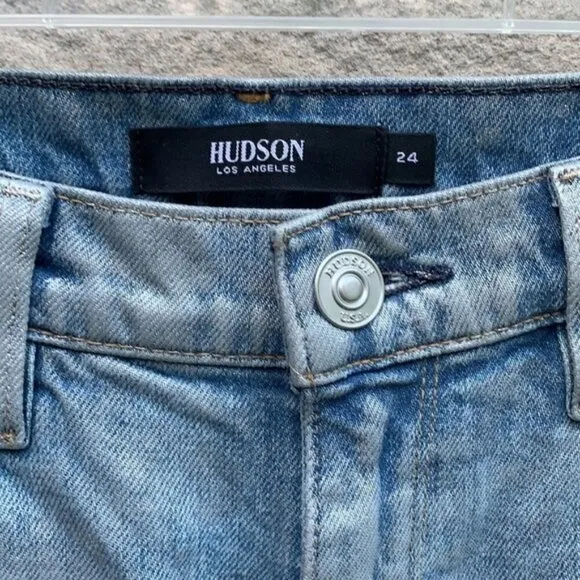 Hudson Jeans Holly High-Rise Straight Metallic Acid Wash Size 24