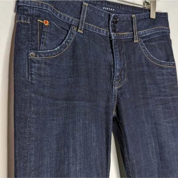 Hudson Jeans Y2K Classic Back Button Pocket Dark Rinse Boot Cut Flare Jean 28