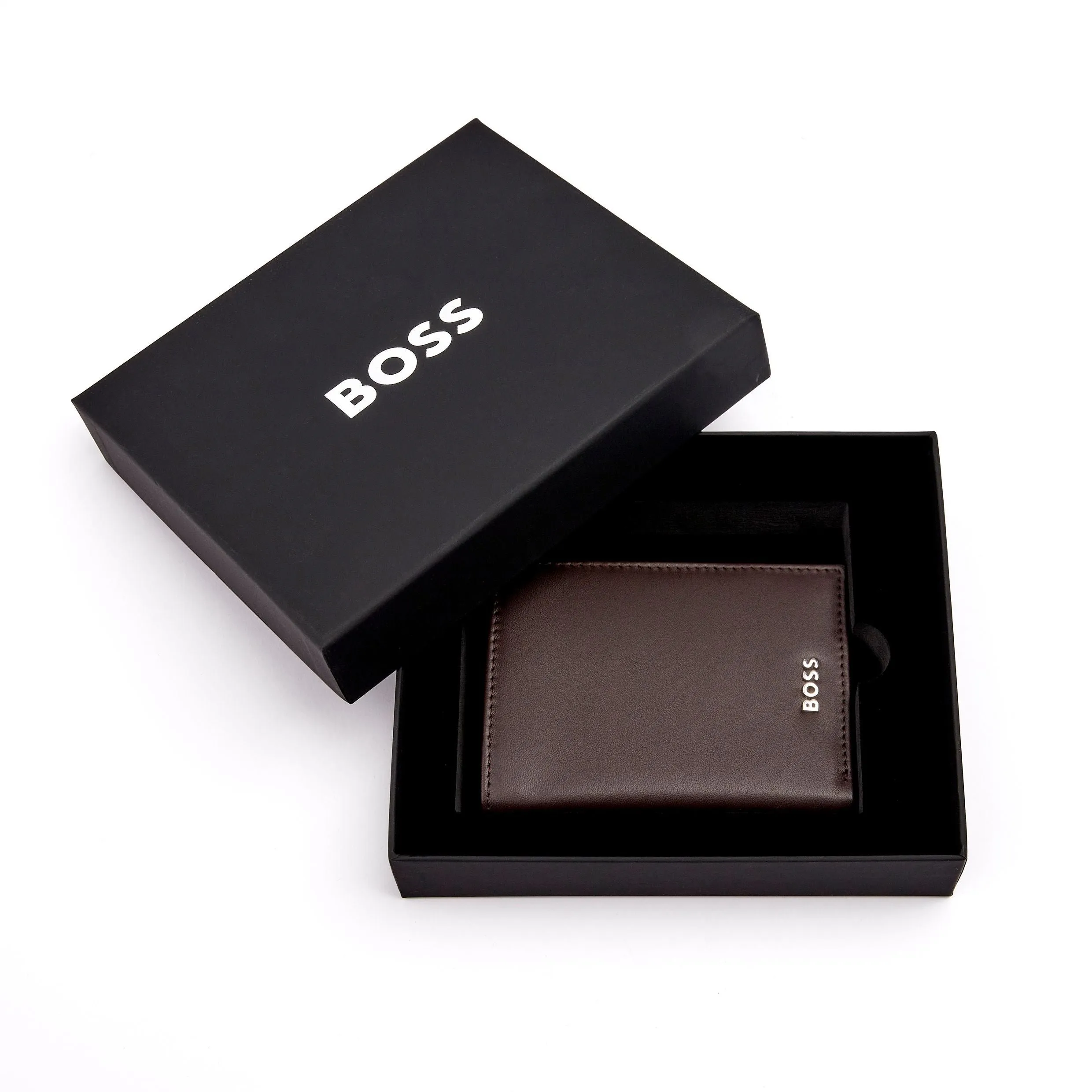 HUGO BOSS HLG403Y - Card holder with flap and money pocket Classic Smooth Brown