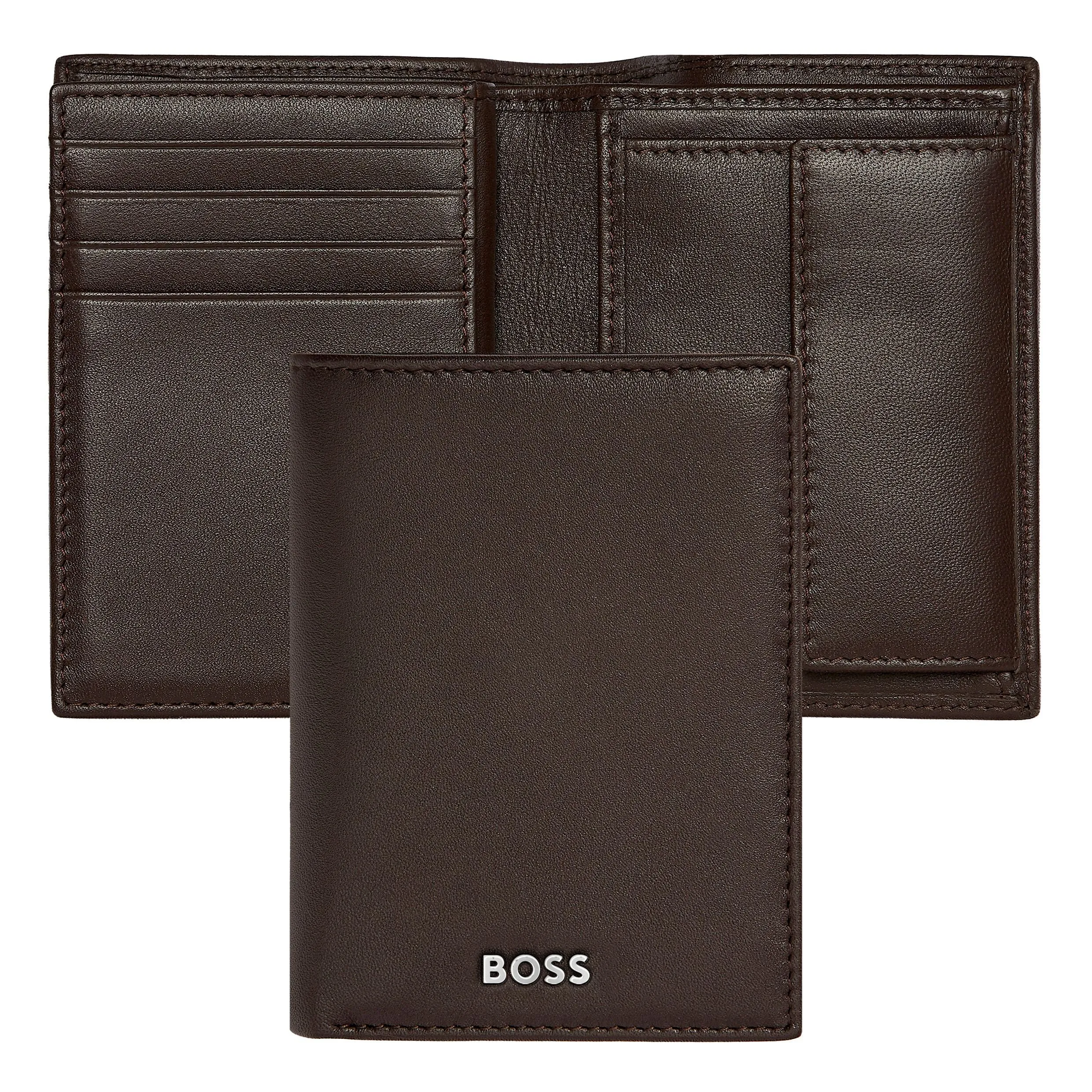 HUGO BOSS HLG403Y - Card holder with flap and money pocket Classic Smooth Brown