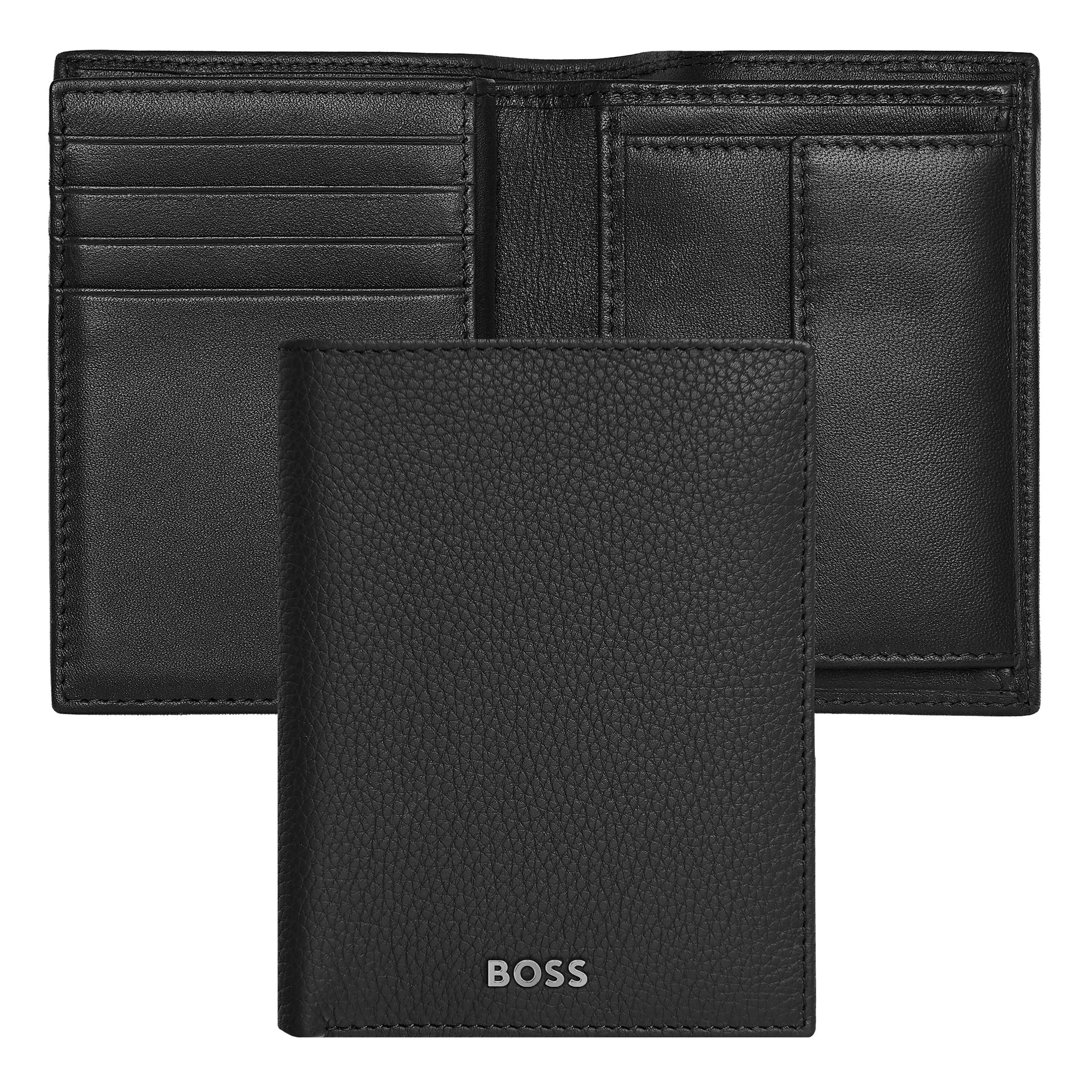 HUGO BOSS HLG416A - Card holder with flap and money pocket Classic Grained Black