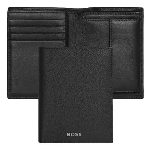 HUGO BOSS HLG416A - Card holder with flap and money pocket Classic Grained Black
