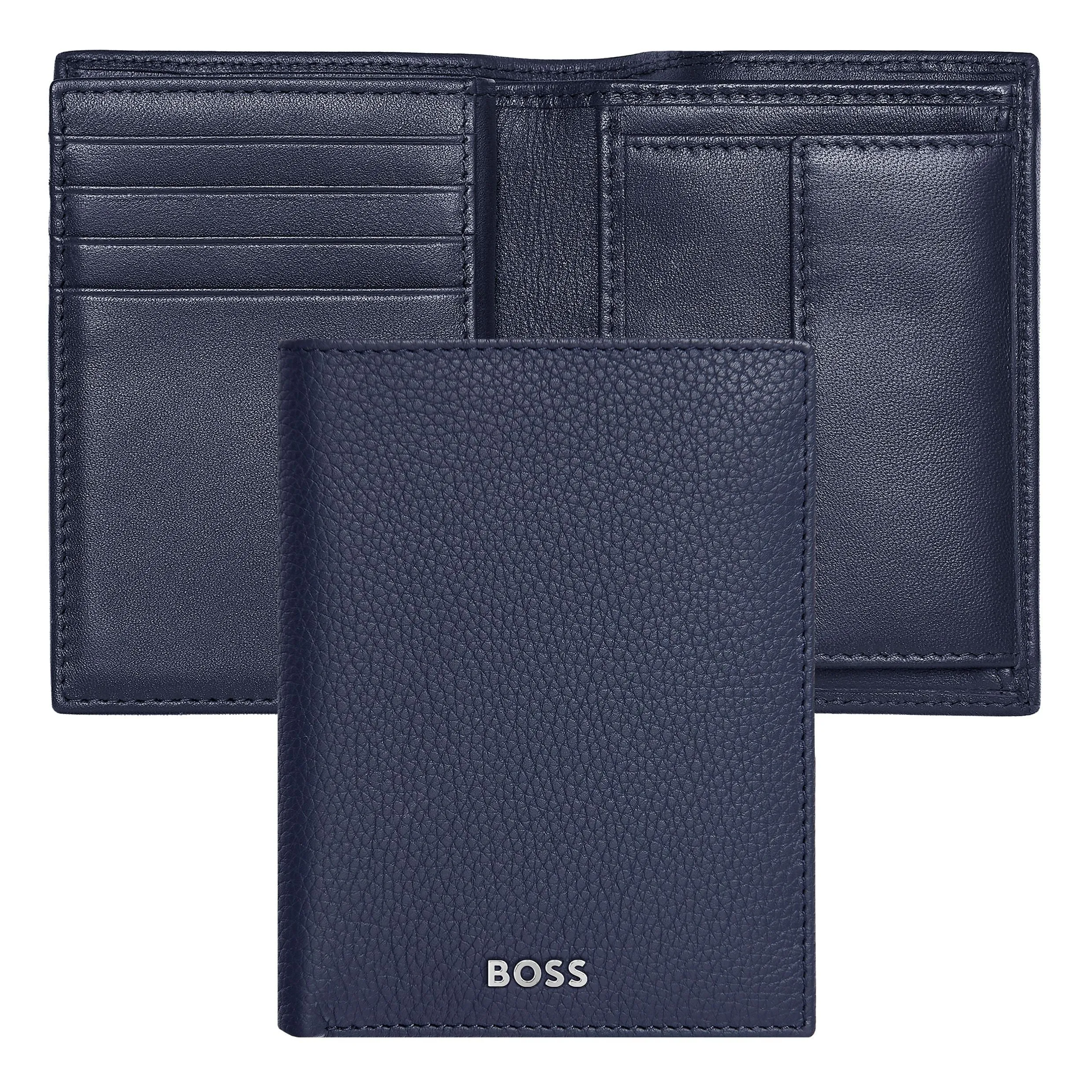 HUGO BOSS HLG416N - Card holder with flap and money pocket Classic Grained Navy