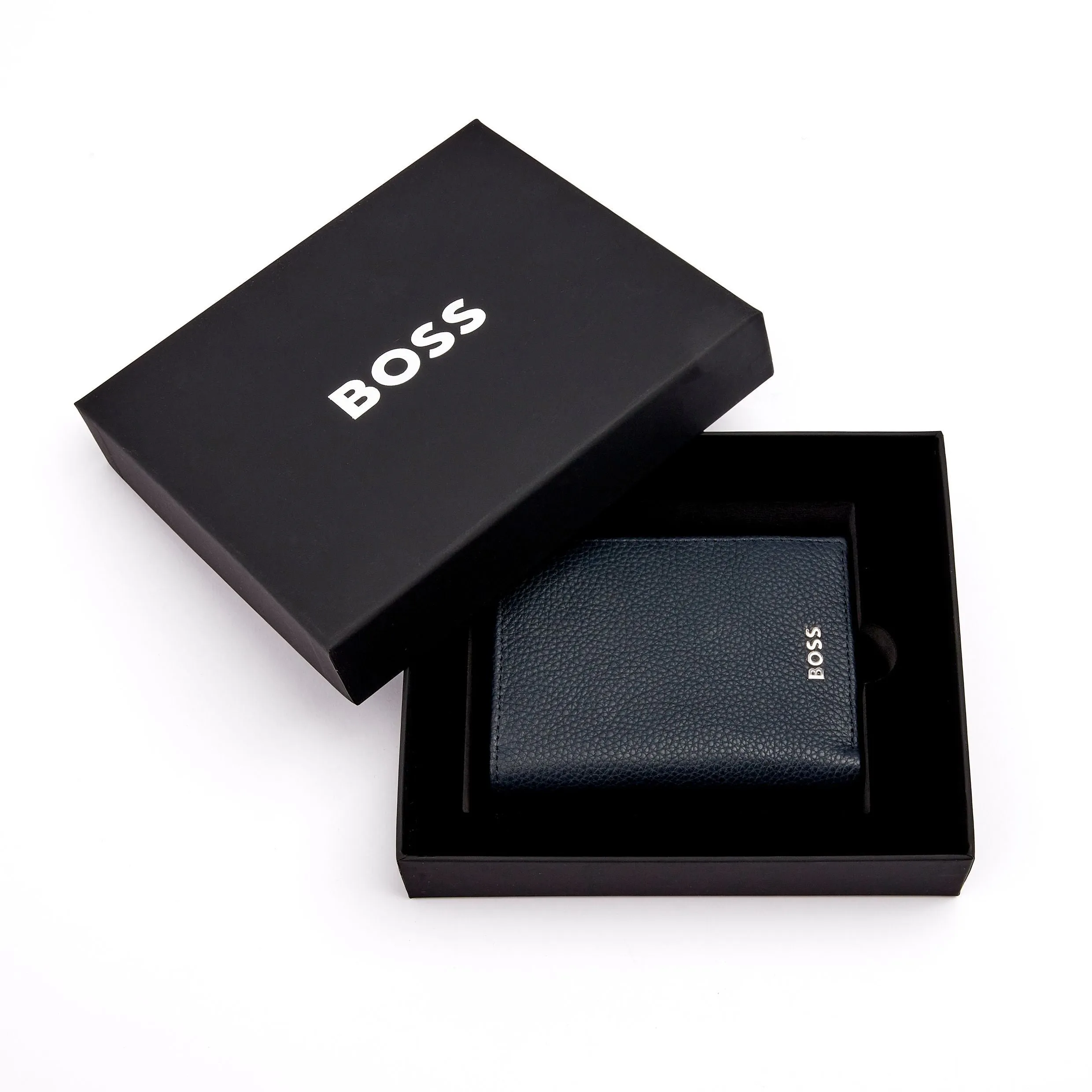 HUGO BOSS HLG416N - Card holder with flap and money pocket Classic Grained Navy