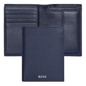 HUGO BOSS HLG416N - Card holder with flap and money pocket Classic Grained Navy
