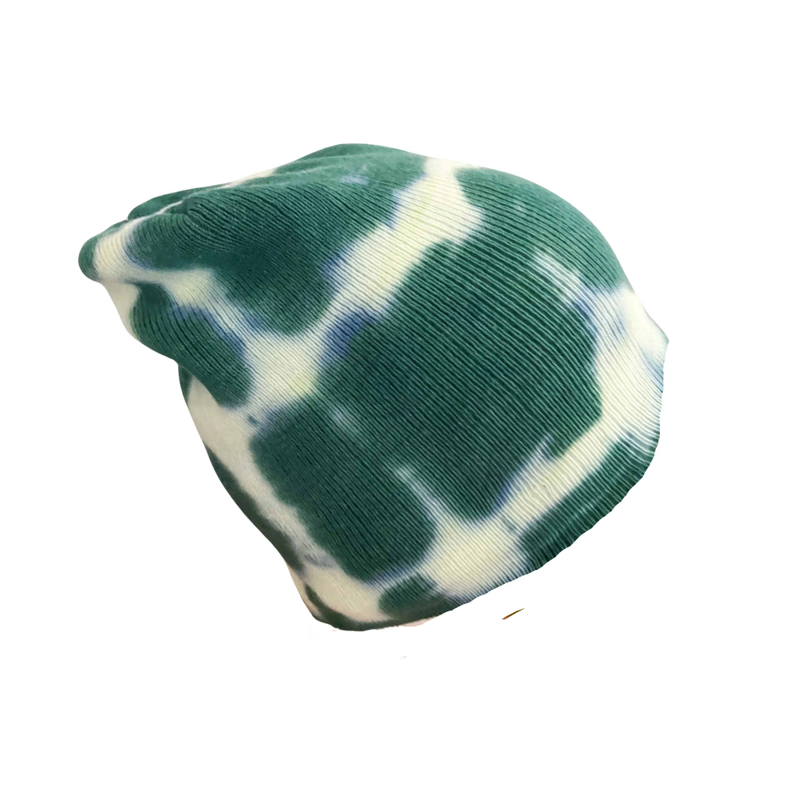 Hunter Green Tie Dye Beanie Hat, Shibori Knit Hat, Watch Cap, Ski Hat