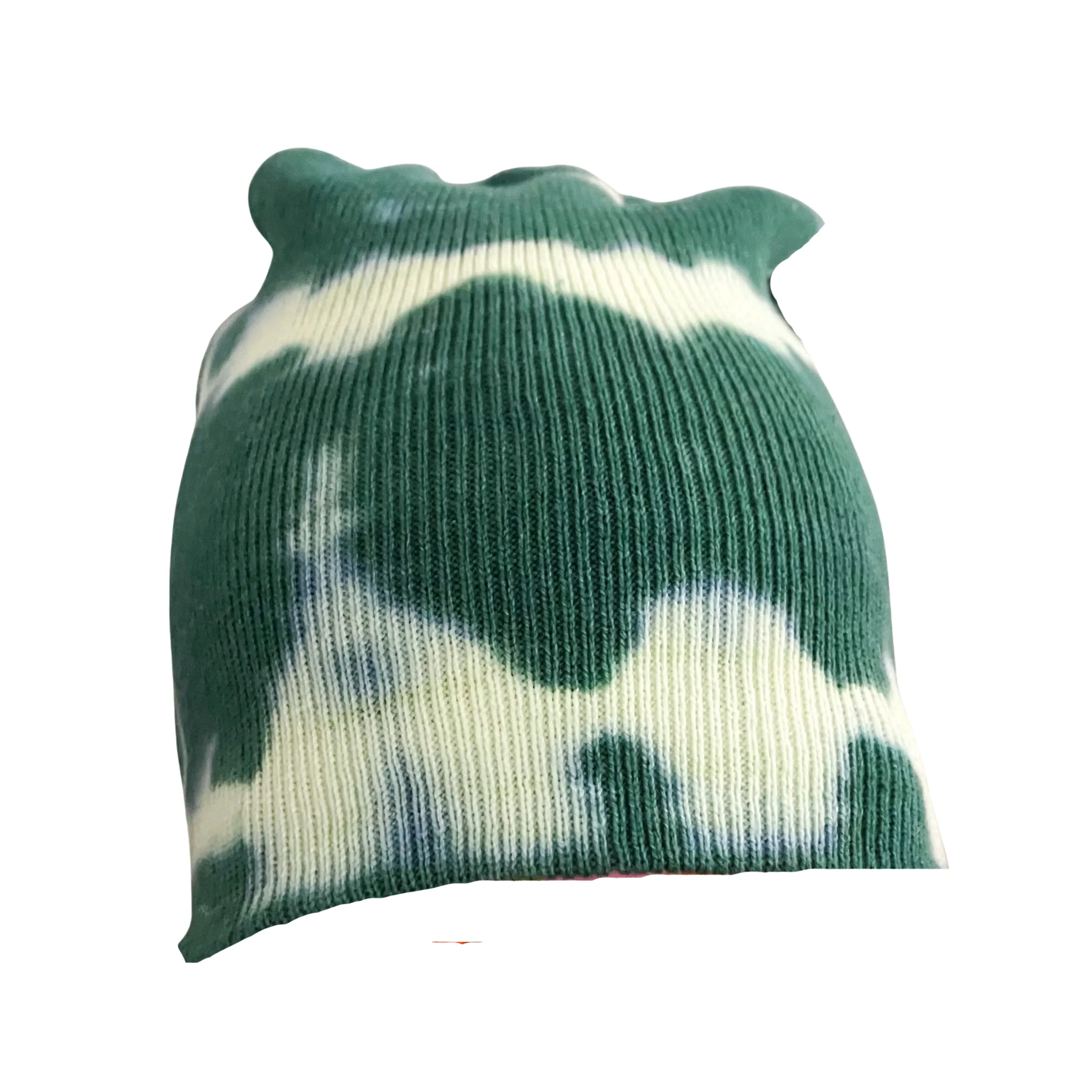 Hunter Green Tie Dye Beanie Hat, Shibori Knit Hat, Watch Cap, Ski Hat