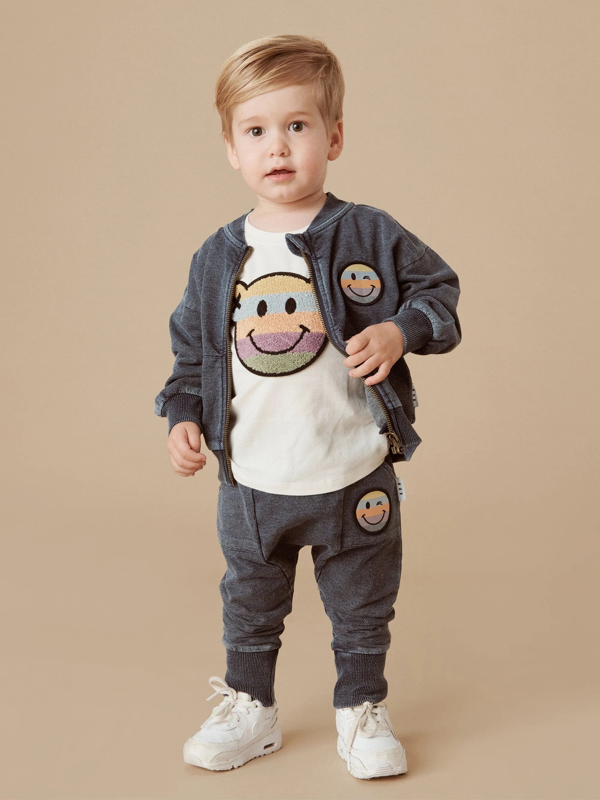 Hux - Rainbow Smiley Pocket Drop Crotch Pant - Denim