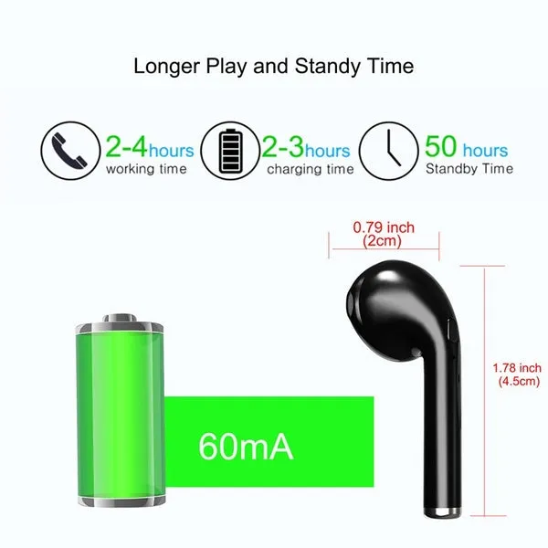 I7S Wireless Earphone Bluetooth Headset In-Ear Earbud with Mic for IPhone 8 7 Plus 7 6 6s 5s for Samsung