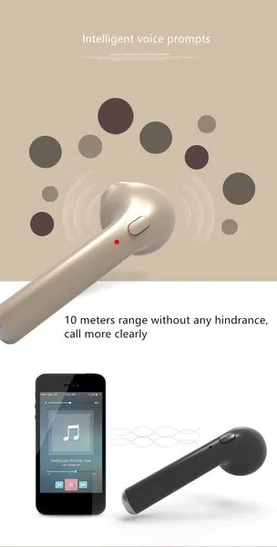 I7S Wireless Earphone Bluetooth Headset In-Ear Earbud with Mic for IPhone 8 7 Plus 7 6 6s 5s for Samsung
