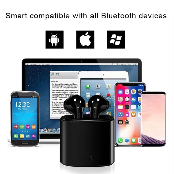 I7S Wireless Earphone Bluetooth Headset In-Ear Earbud with Mic for IPhone 8 7 Plus 7 6 6s 5s for Samsung
